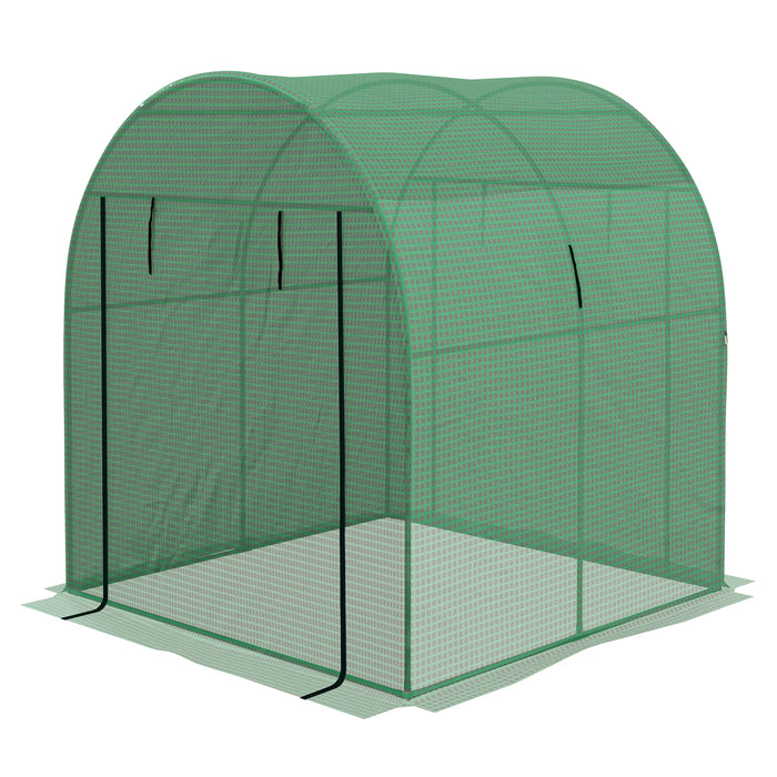 Walk-in Polytunnel Greenhouse with UV-Resistant PE Cover - 1.8 x 1.8 x 2m with Ventilated Doors and Mesh Windows - Ideal for Year-Round Gardening