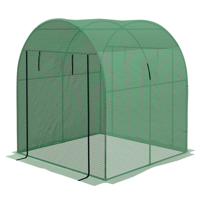 Walk-in Polytunnel Greenhouse with UV-Resistant PE Cover - 1.8 x 1.8 x 2m with Ventilated Doors and Mesh Windows - Ideal for Year-Round Gardening