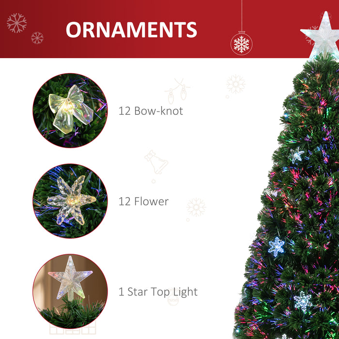 HOMCM 5FT Prelit Tree - Fiber Optic LED Artificial Christmas Tree with Foldable Feet - Festive Holiday Home Xmas Decor for Families