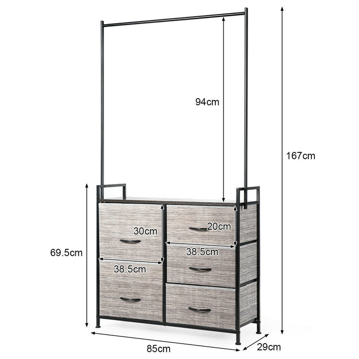 Fabric Storage Organiser Featuring Clothes Rack and Drawers - Ideal Storage Solution for Organising Wardrobe