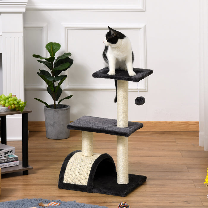 Climbing Activity Centre Cat Tree Tower - 72cm Kitten Playground with Sisal Scratching Posts, Arc Perch & Hanging Ball Toy - Designed for Playful Cats and Scratch Training