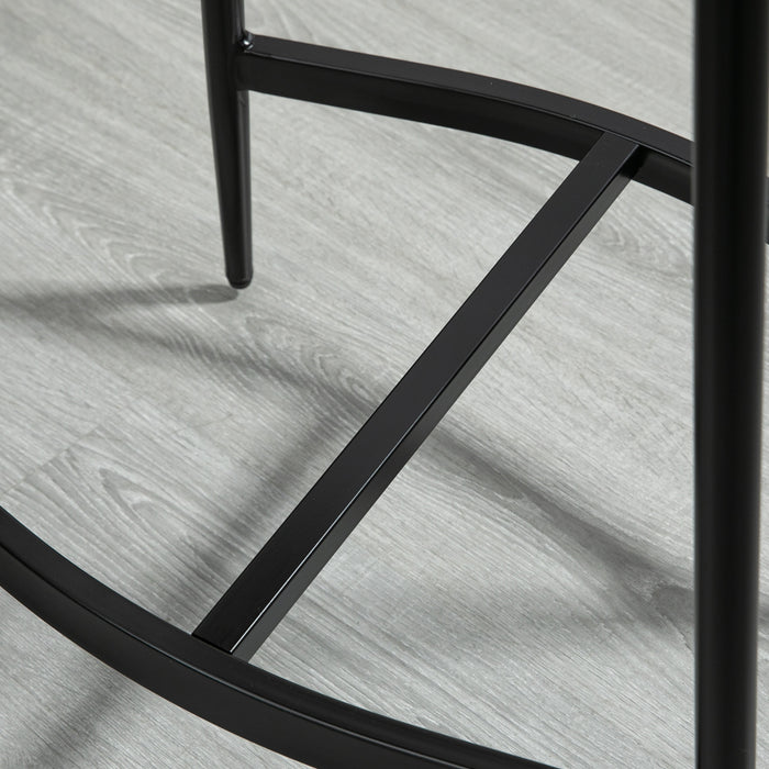 Industrial Style Bar Chairs - Set of 2 Microfibre Upholstered Stools with Curved Seats and Steel Frame - Perfect for Breakfast Bars and Kitchen Islands