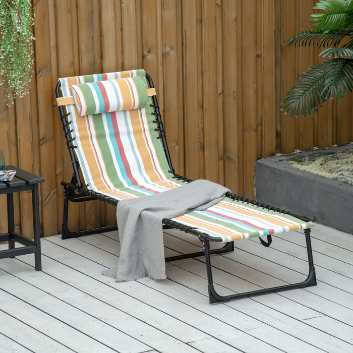Beach Chaise Folding Sun Lounger - 4-Position Adjustable Garden Recliner Chair - Ideal for Camping, Hiking & Outdoor Relaxation