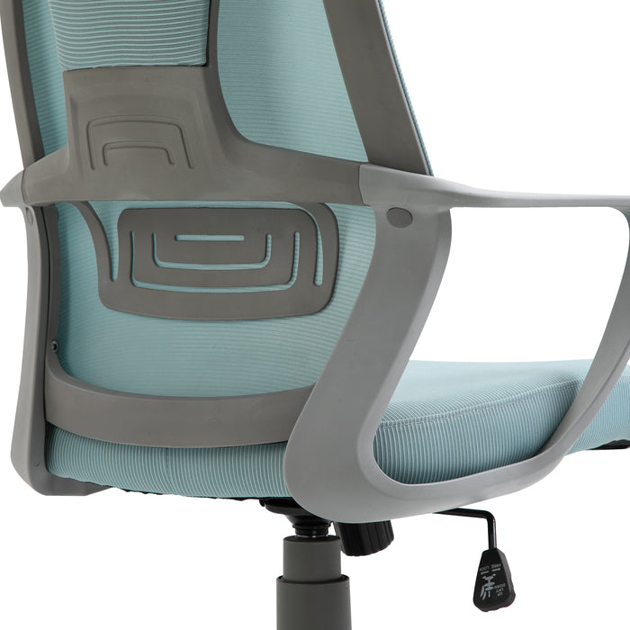 Ergonomic Mesh Office Chair with Wheels - High Back and Adjustable Height - Ideal for Home Office Comfort in Blue