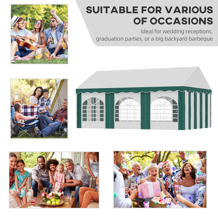Deluxe 6x4m Garden Gazebo Marquee - Galvanised Party Tent with Sides, Six Windows, Double Doors - Ideal for Weddings, Parties, and Outdoor Events