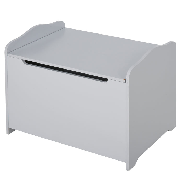 Wooden Toy Storage Chest for Kids - Safety-Hinge Playroom Organizer, Grey, 60x40x48cm - Ideal for Clutter-Free Child's Bedroom
