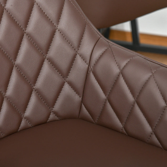 Retro PU Leather Bar Stools, Set of 2 - Comfortable Backrest and Metal Frame with Footrest - Stylish Seating for Home Dining and Kitchen Areas