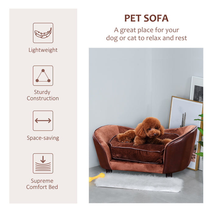 Pet Sofa Dog Couch with Plush Cushion - Cozy Lounging Furniture for Cats and Small Dogs - Durable and Stylish Pet Sofa in Classic Brown
