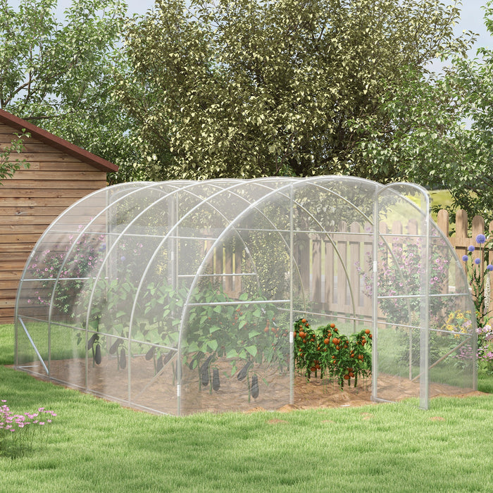 Walk-In Polytunnel Greenhouse - Sturdy Galvanized Steel Frame and PE Cover, 4x3x2m - Ideal for Plant Protection and Year-Round Gardening