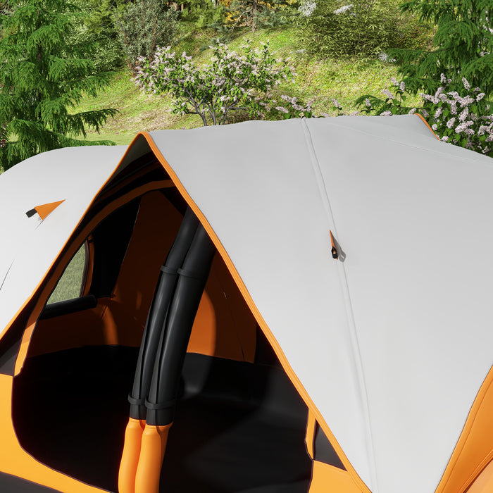 6-8 Person Camping Tent with 2000mm Waterproof Rainfly - Durable Outdoor Shelter with Carry Bag for Fishing, Hiking, Festivals - Spacious & Easy Setup in Orange