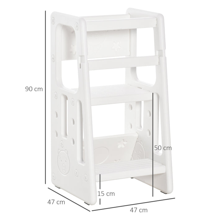 Adjustable Kids Step Stool - Toddler Kitchen Standing Platform with 3 Height Settings - Safe Learning Tower for Children's Kitchen Assistance