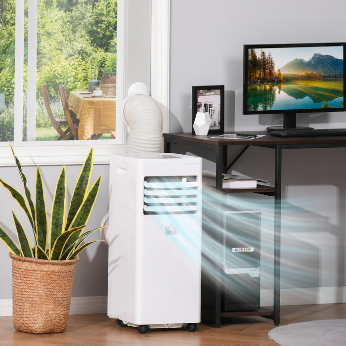 White Mobile Air Conditioner with Remote Control - 650W Cooling, Dehumidifying, and Ventilating Unit - Ideal for Comfort in Any Room