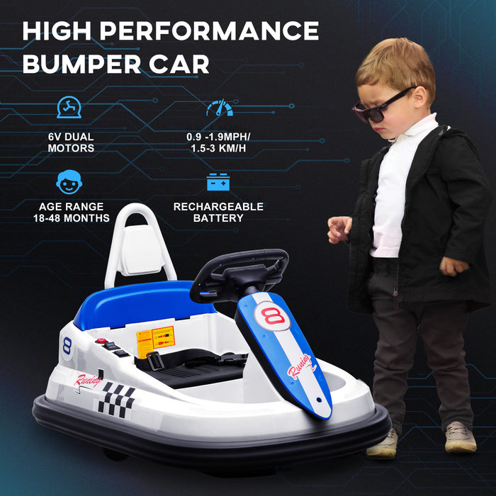 6V Electric Kids Bumper Car with 360-Degree Rotation - Battery-Powered Waltzer Ride-On with Music, Horn, Lights - Fun and Safe Entertainment for Toddlers 18-48 Months