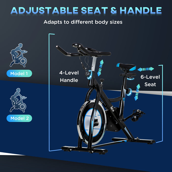 Indoor Cycling Fitness Station - 8kg Flywheel Exercise Bike with Adjustable Resistance - Cardio Workout Machine with LCD Monitor for Home Gym