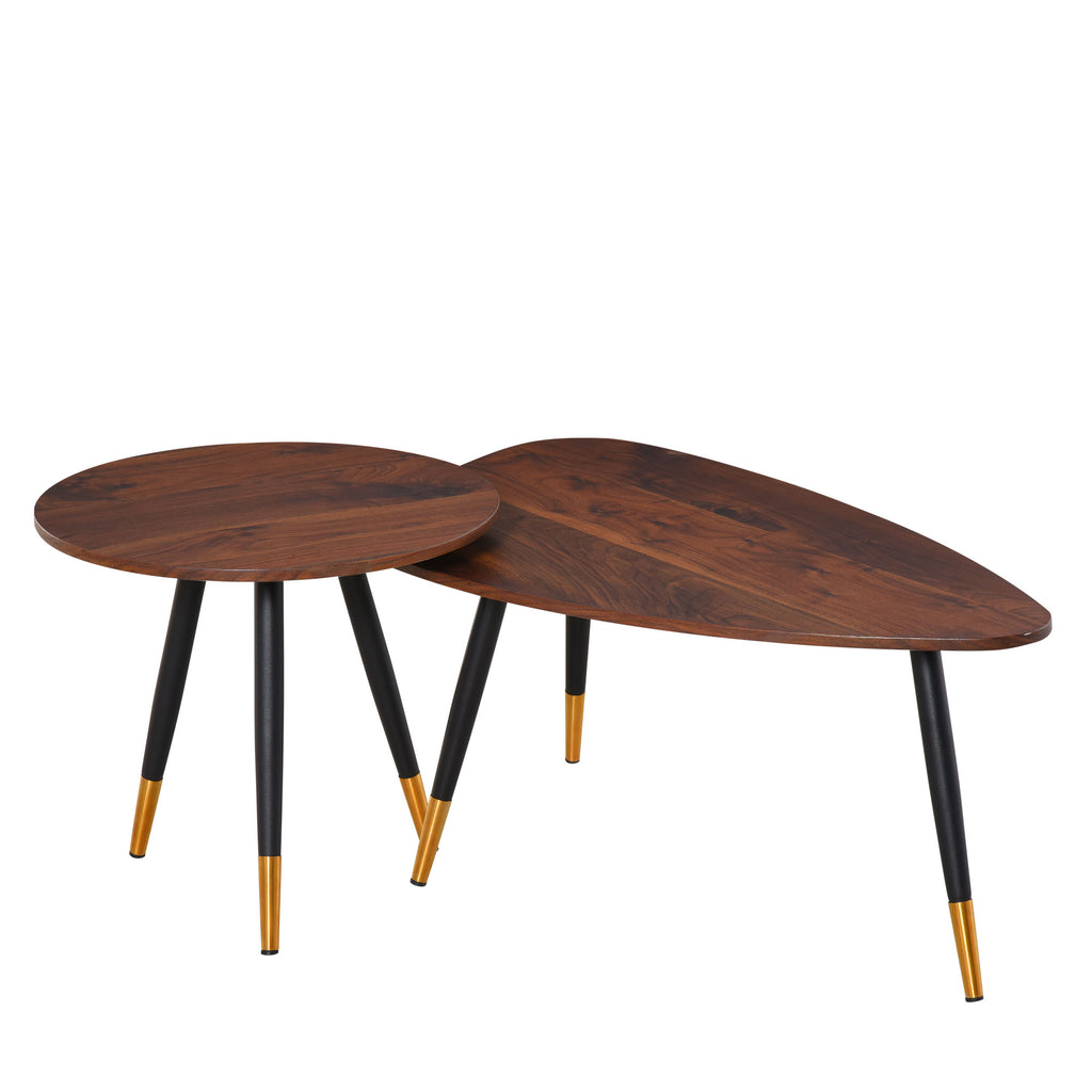 Vintage Style Nesting Tables Set of 2 - Triangle End & Coffee Tables for Decor - Versatile Occasional Stands for Living Room, Home, and Office