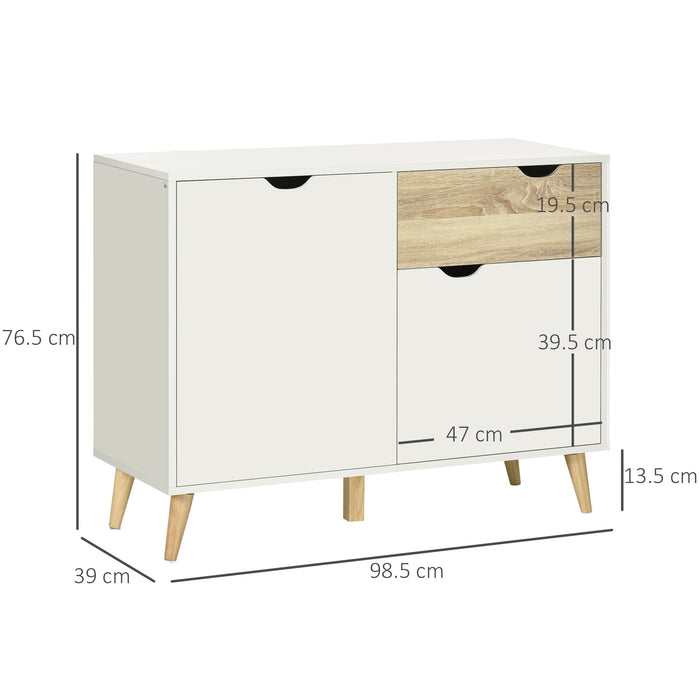 Modern White Sideboard - Accent Storage Cabinet with Drawer and 2 Doors for Home Organization - Ideal for Bedroom, Living Room, or Hallway Spaces