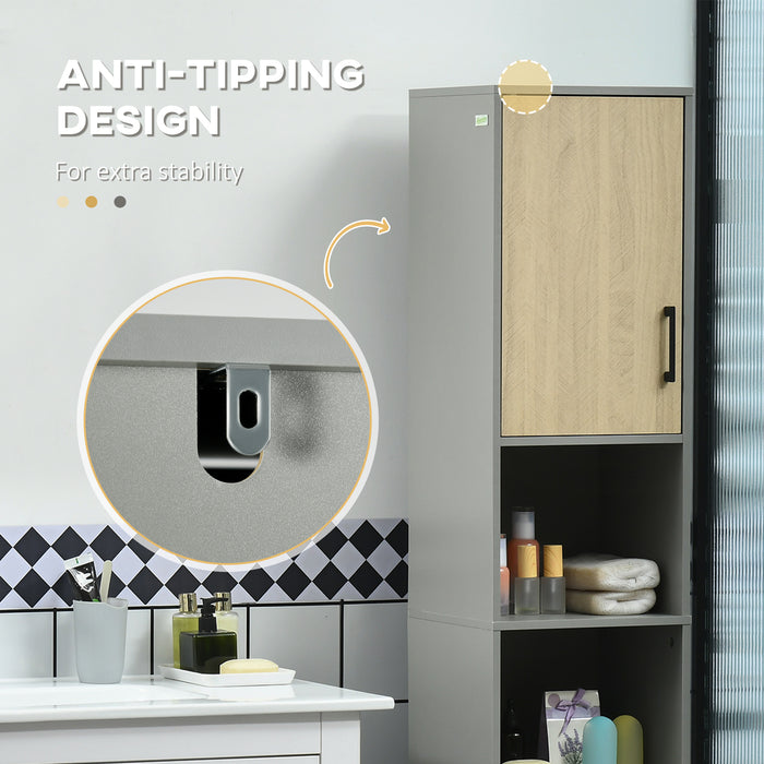 Tall Free Standing Bathroom Cabinet with Door - Includes Adjustable Shelves, 31.4x30x165cm Dimensions - Ideal Storage Solution for Toiletries and Linens