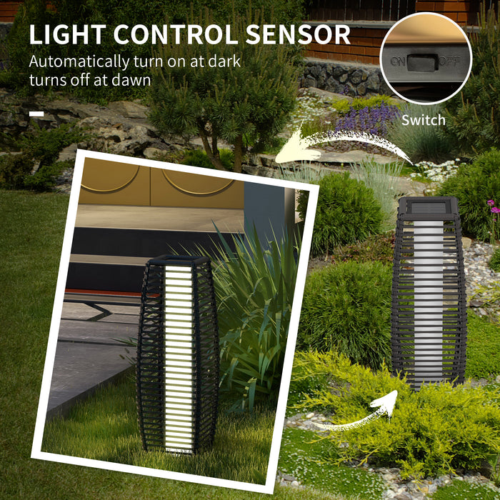 Solar Floor Lamp - Outdoor Garden Pathway Lantern with Auto On/Off LED Lights - Decorative Illumination for Porch and Yard, Grey