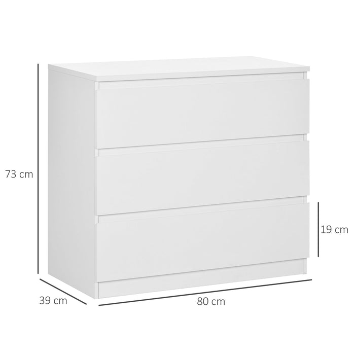3-Drawer Chest of Drawers - Bedroom & Living Room Storage Organizer - Elegant White Unit for Clutter-Free Spaces