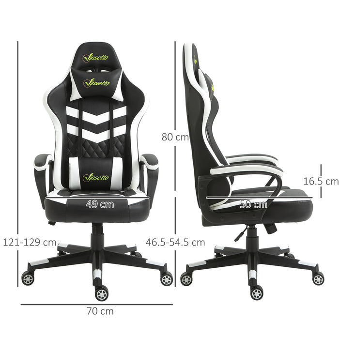 Racing Gaming Chair - Ergonomic Desk Chair with Lumbar Support, Headrest & Swivel Wheels - Comfortable PVC Leather for Home Office Gamers