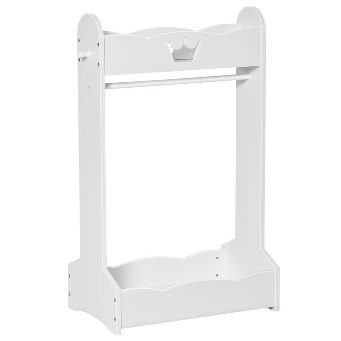 Children's Freestanding Wardrobe with Shelves - Wooden Clothes Rack and Hall Tree for Kids - Ideal Storage Solution for 3-8 Years Old Toddlers