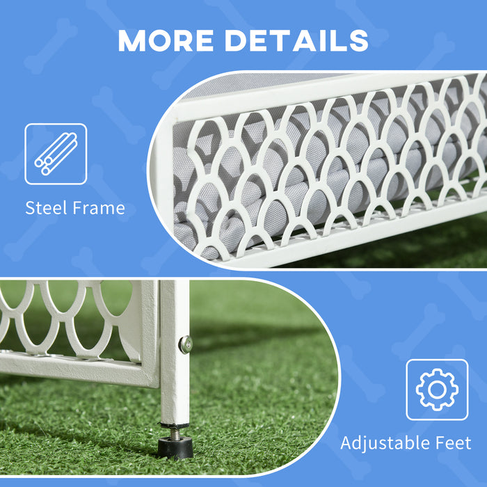 Elevated Pet Lounger with Water-Resistant Canopy - Comfy Raised Dog Bed with Soft Cushion for Indoor/Outdoor Use - Ideal for Small to Medium Dogs Seeking Shade & Comfort