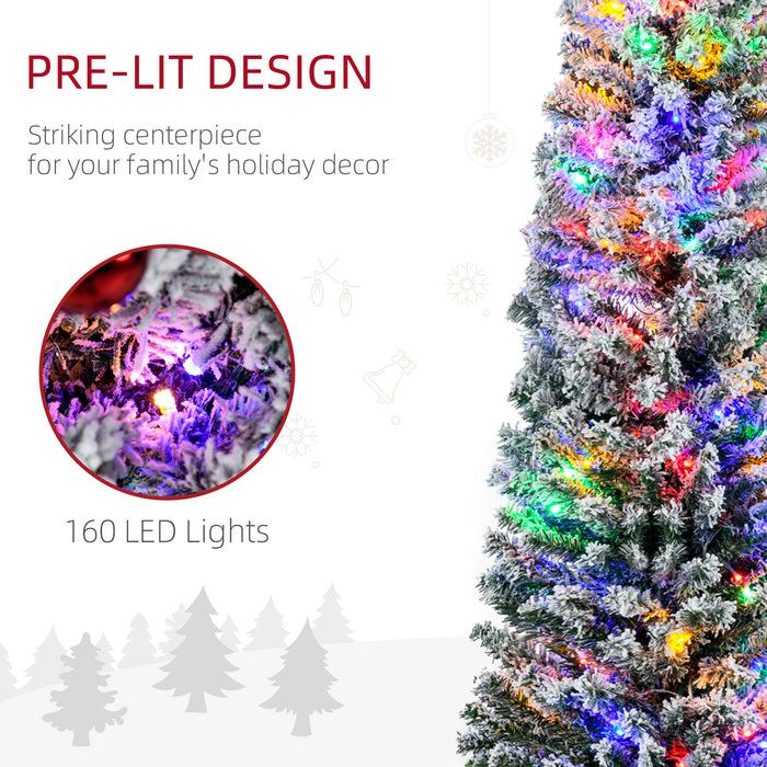 Artificial Prelit 6ft Christmas Tree - Warm White LED Lights, Flocked Tips, Decorative Berries & Pine Cones - Ideal Holiday Centerpiece for Home Décor