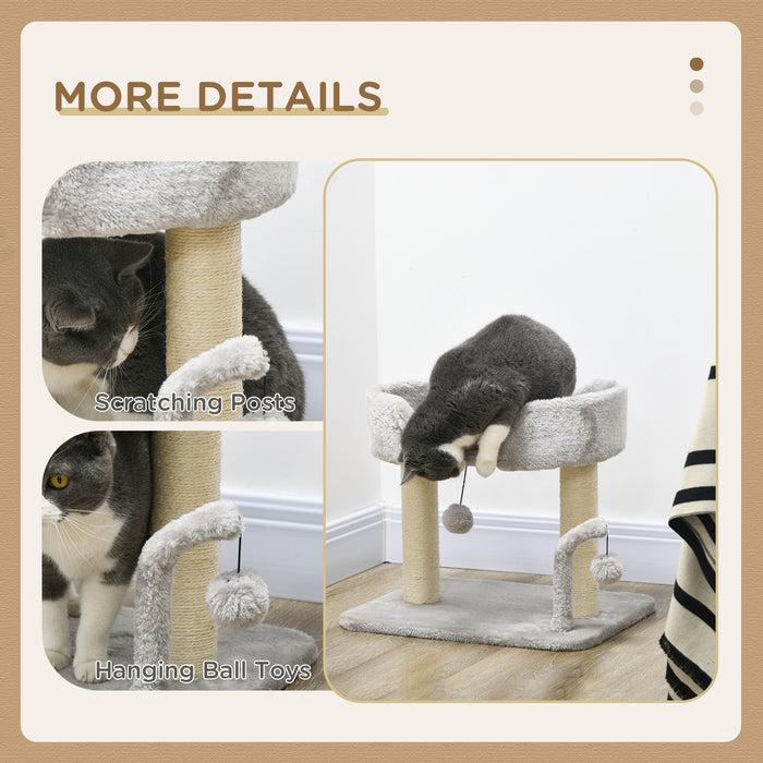 Indoor Cat Activity Center - 42cm Tall with Toy Balls and Sisal Scratching Post - Ideal for Playful Kittens and Cats