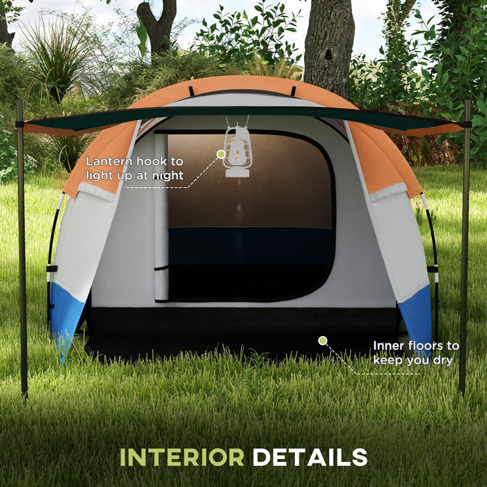 Large Tunnel Camping Tent with Bedroom & Living Space - 2000mm Waterproof & Portable Design for 2-3 People - Ideal for Family Camping and Outdoor Adventures