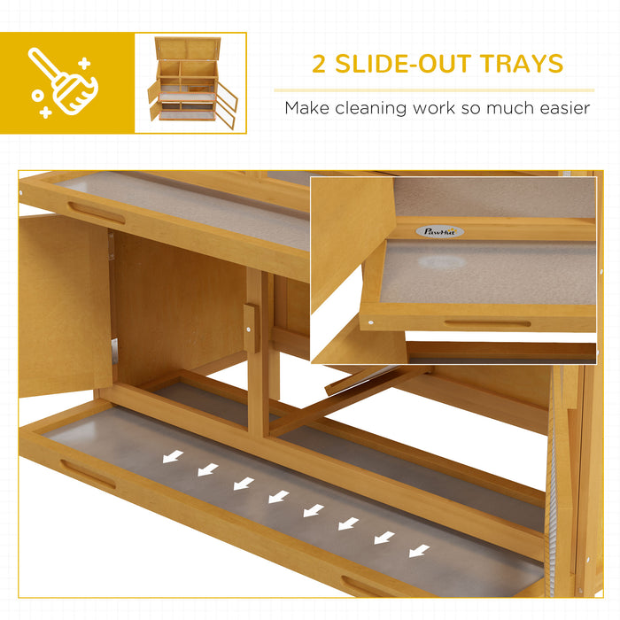 Two-Tier Bunny Haven - Spacious Rabbit Hutch with Easy-Clean Removable Trays - Perfect for 1-2 Pet Rabbits, Cozy Brown Design