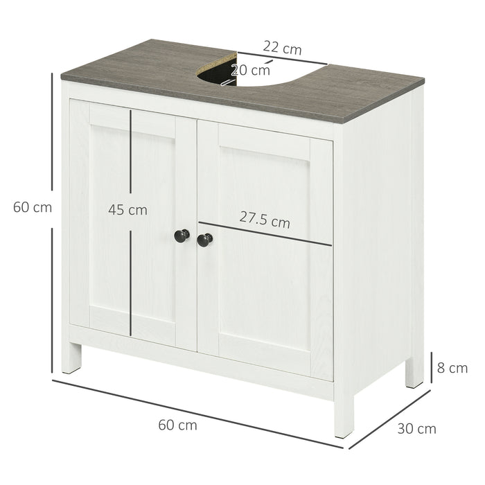 Modern Bathroom Sink Cabinet - Freestanding Floor Storage Cupboard with Adjustable Shelf & Double Doors in Antique White - Ideal for Bathroom Organization and Style Enhancement