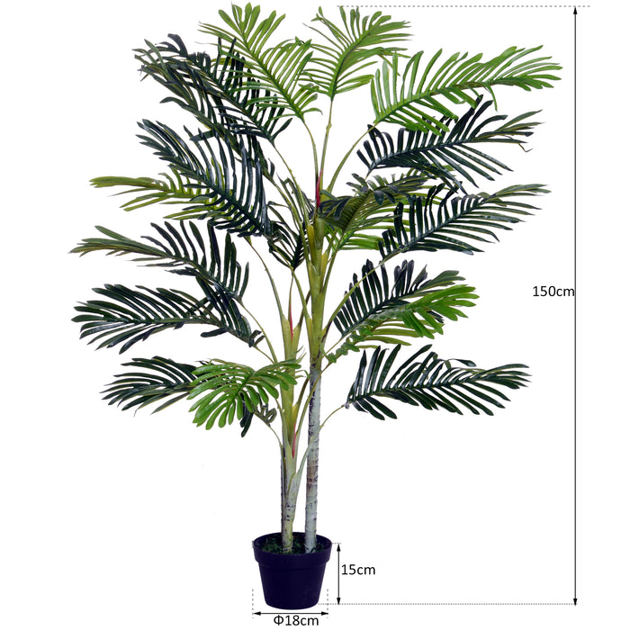 Artificial Palm Tree - 150cm Decorative Faux Greenery with Lush Leaves - Tropical Ambience for Home or Office Decor