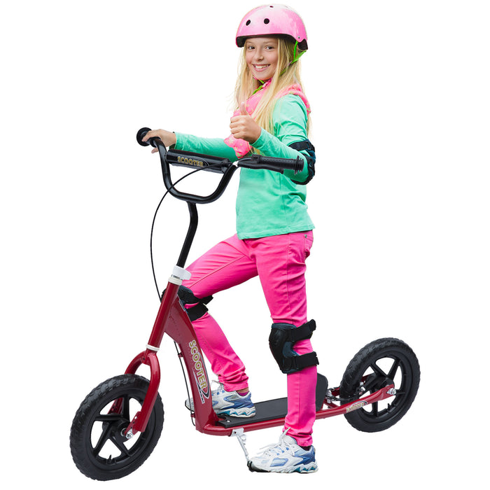 Kids Stunt Scooter with 12" EVA Tires - Durable Push Scooter for Tricks and Rides - Ideal for Young Teens and Children, Vibrant Red