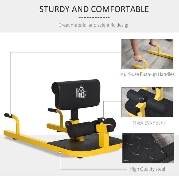 3-in-1 Padded Push Up Sit Up Sissy Squat Machine - Home Gym Leg Fitness Equipment, Yellow - Ideal for Full Body Workouts and Core Strength Training