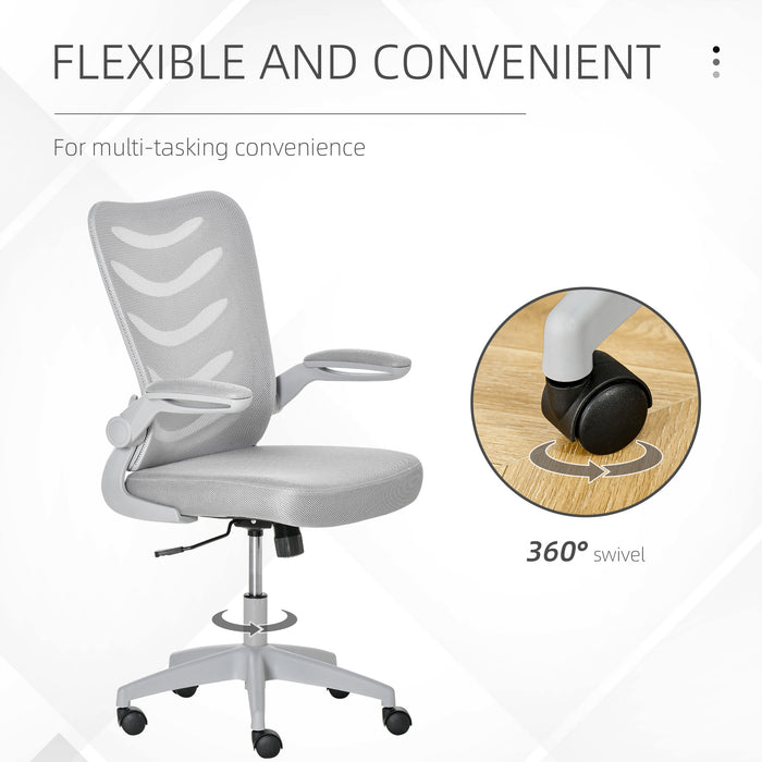 Ergonomic Swivel Mesh Chair with Lumbar Support - Flip-Up Arms and Adjustable Height Office Seating - Ideal for Home Desk Task and Comfort