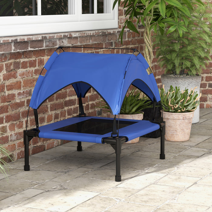 Elevated Dog Bed with Breathable Mesh - Durable Pet Cot with Non-Slip Feet, Easy Clean Fabric - Ideal for Small to Medium Dogs, 76x61x69.5cm, Dark Blue