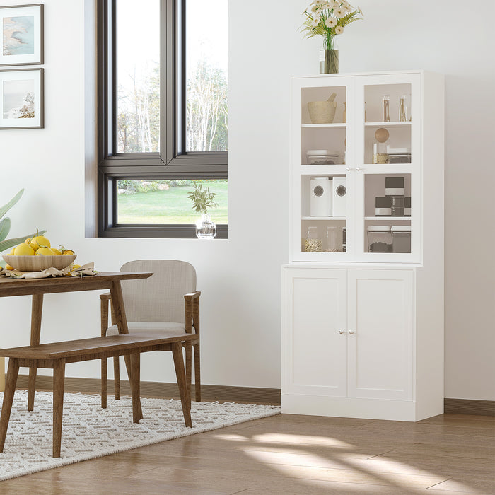 Modern White Bookcase with Doors - Adjustable Display Storage Cabinet for Home & Office - Ideal for Living Room Organization and Study Space