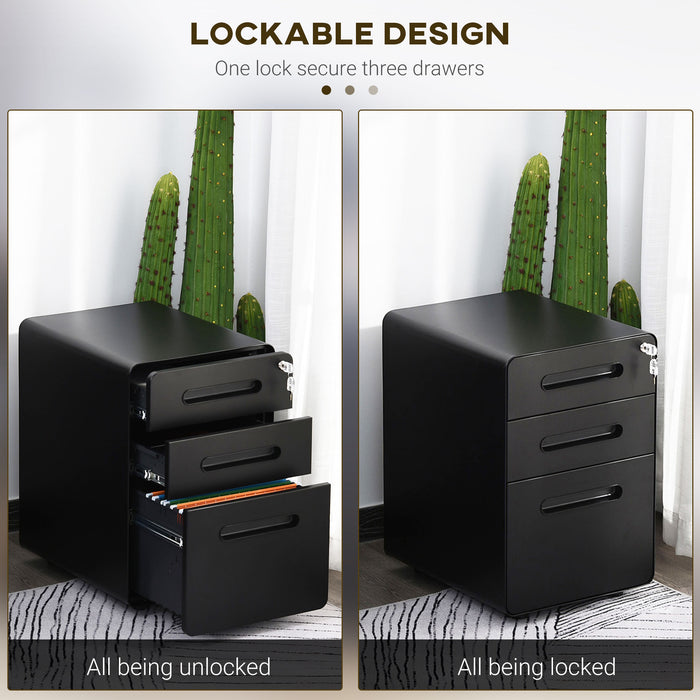3-Drawer Mobile File Cabinet with Lock - Sturdy All-Metal Rolling Storage Solution - Secure and Organize Documents for Home Office Use