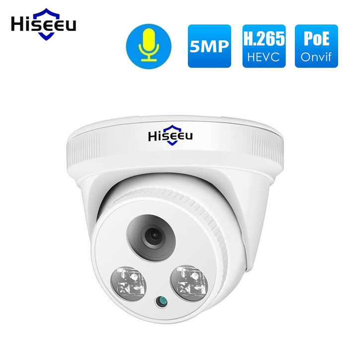Hiseeu HC615-P-3.6 - 5MP 1920P POE IP Camera with H.265 Audio & ONVIF-Enabled Dome Camera - Designed for Motion Detection, PoE NVR Compatibility & Convenient App Viewing