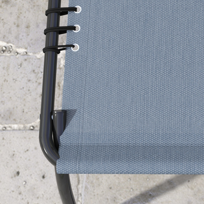 Folding Sun Lounger Set of 2 - Beach Chaise Chair with 4-Position Adjustable Backrest, Grey - Ideal for Garden, Camping & Relaxation