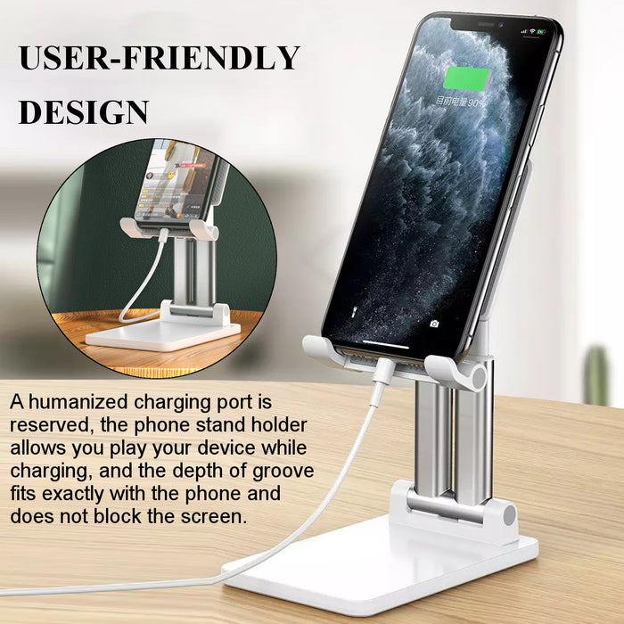 CCT7 Universal Folding Telescopic Stand - Desktop Mobile Phone and Tablet Holder for iPad Air, iPhone 12, XS, 11 Pro, POCO X3 NFC - Ideal Accessory for Home or Office Use