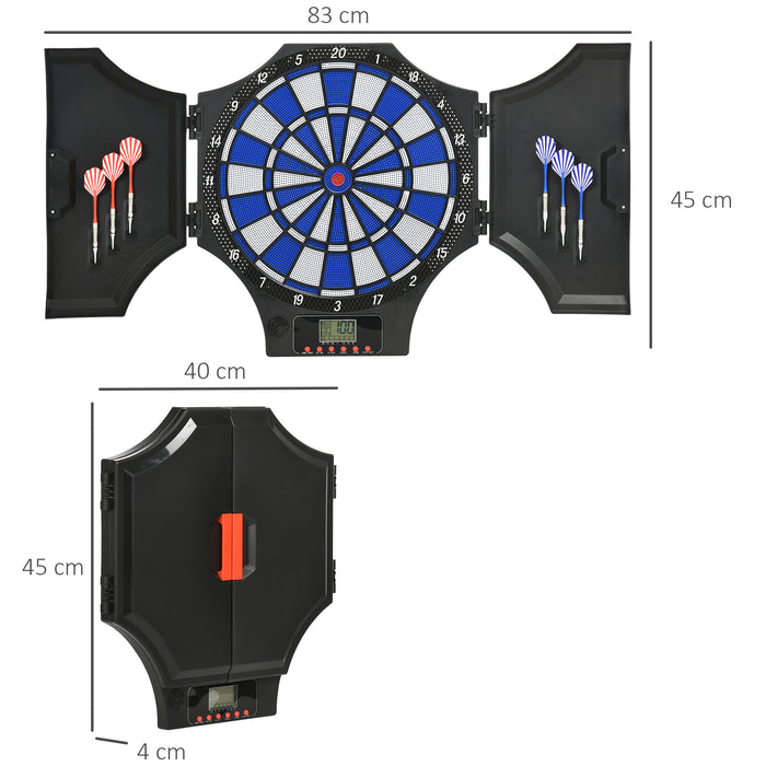 Electronic Dartboard with Cabinet and LCD Display - 31 Game Variations for 8 Players, Includes 6 Soft Tip Darts and Spare Tips - Fun Home Entertainment & Competitive Play