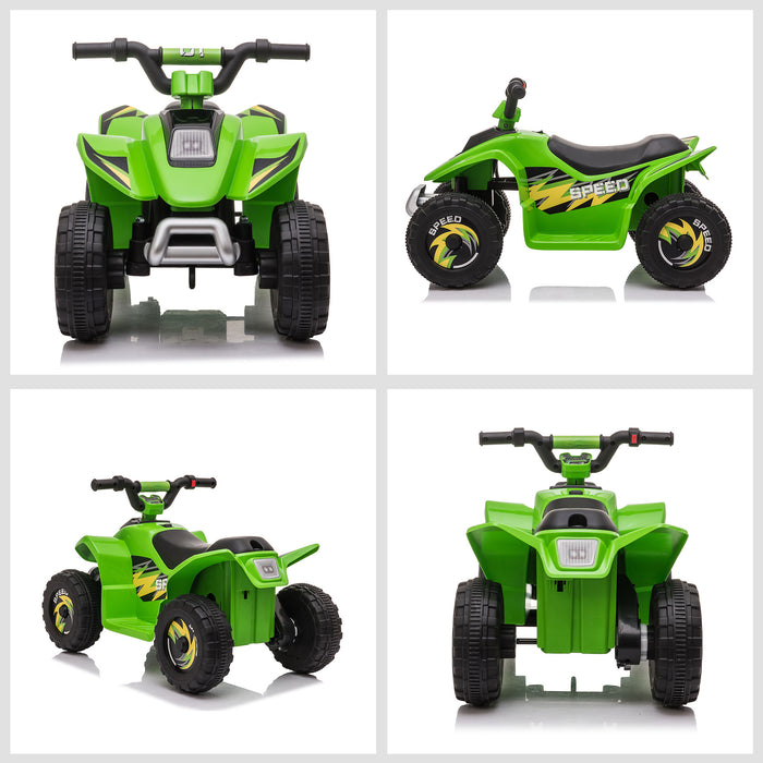 6V Ride-On Kids ATV Electric Toy Quad - Four-Wheel Drive with Forward and Reverse Functions - Ideal for Toddlers 18-36 Months, Vibrant Green Color