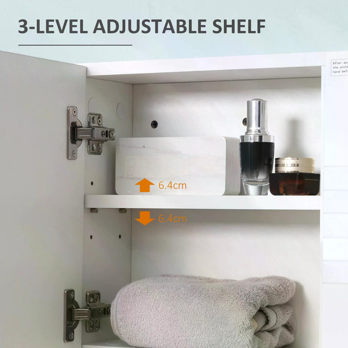 Wall-Mounted Bathroom Mirror Cabinet - Double Door Storage with Adjustable Shelf, 54 x 15 x 55cm, White - Ideal for Bathroom Organization and Space Saving