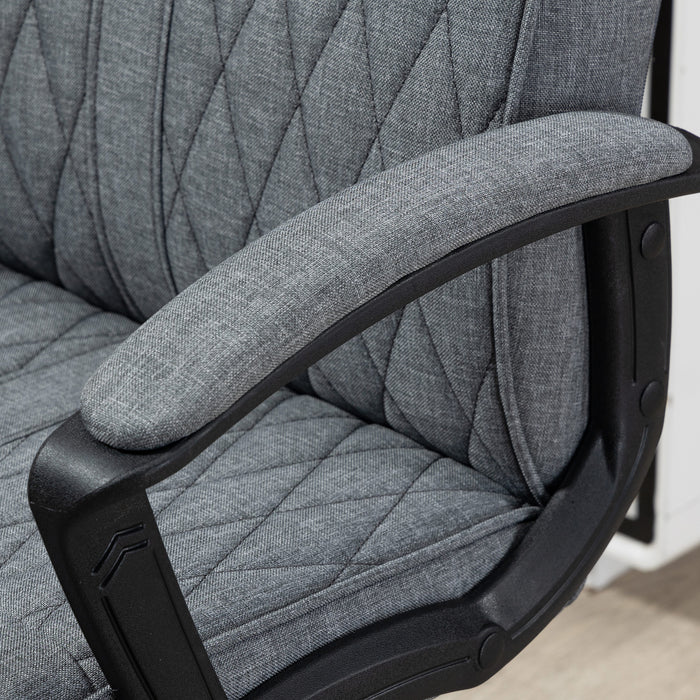 High-Back Linen Swivel Computer Chair - Adjustable Height & Tilt for Comfortable Seating - Perfect for Home Office, Bedroom & Study Spaces