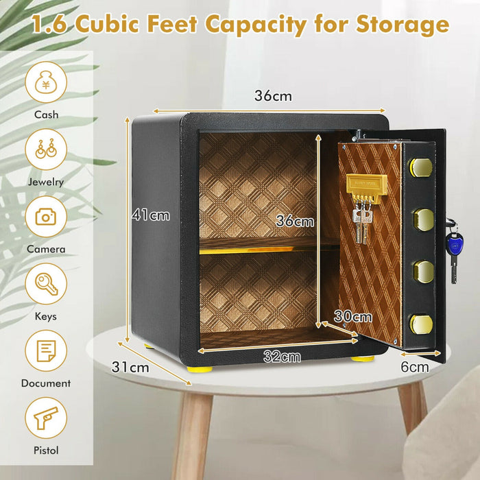 Electronic Safe Box - 36 x 31 x 41 cm, 3 Ways to Open, for Cash and Jewelry Storage - Perfect for Depositing Valuables Securely