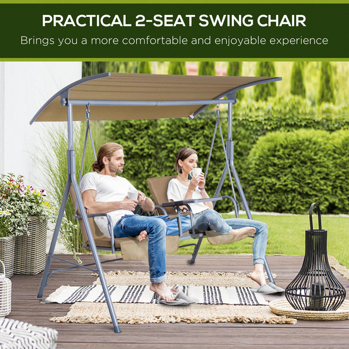 2 Seater Garden Swing Chair - Patio Rocking Bench with Adjustable Canopy & Cushioned Seats - Ideal for Outdoor Relaxation and Entertaining