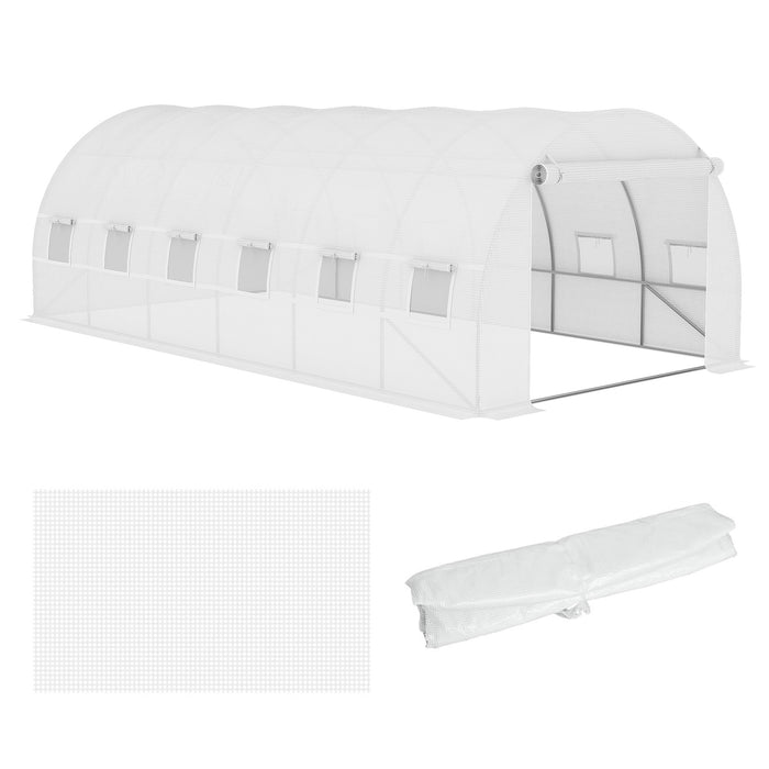 Winter Garden Plant PE Replacement Cover - Greenhouse with Roll-Up Windows and Door, 6x3x2m in White - Ideal for Protecting Plants in Cold Weather