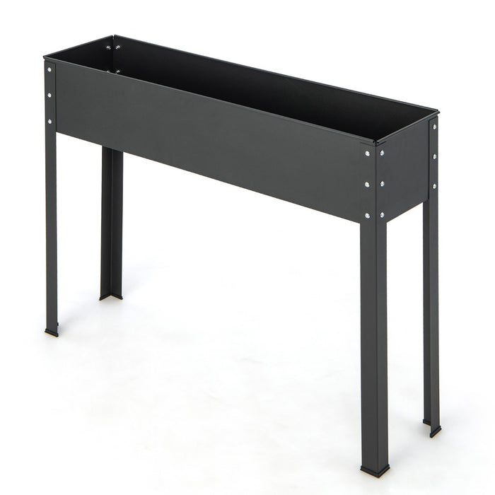 Metal Elevated Planter Box - With Legs and Drainage Hole, Ideal for Flowers, Herbs, Vegetables, and Fruits - Perfect Gardening Solution for Urban Spaces in Sleek Black Design