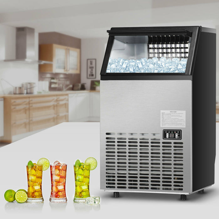 Commercial Ice Cube Maker 50KG/24H - Efficient Home Office and Bar Ice Making Machine - Perfect for Entertaining and Business Use
